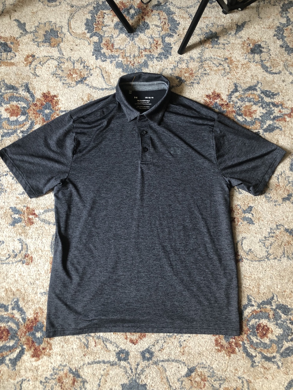 Under Armour Shirt Mens Large Gray Playoff Polo Performance Golf Athletic Loose